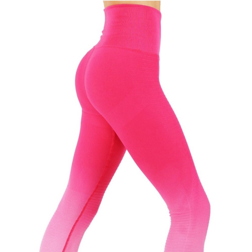 Stella Elyse Vibrant Pink Ombré Compression Leggings